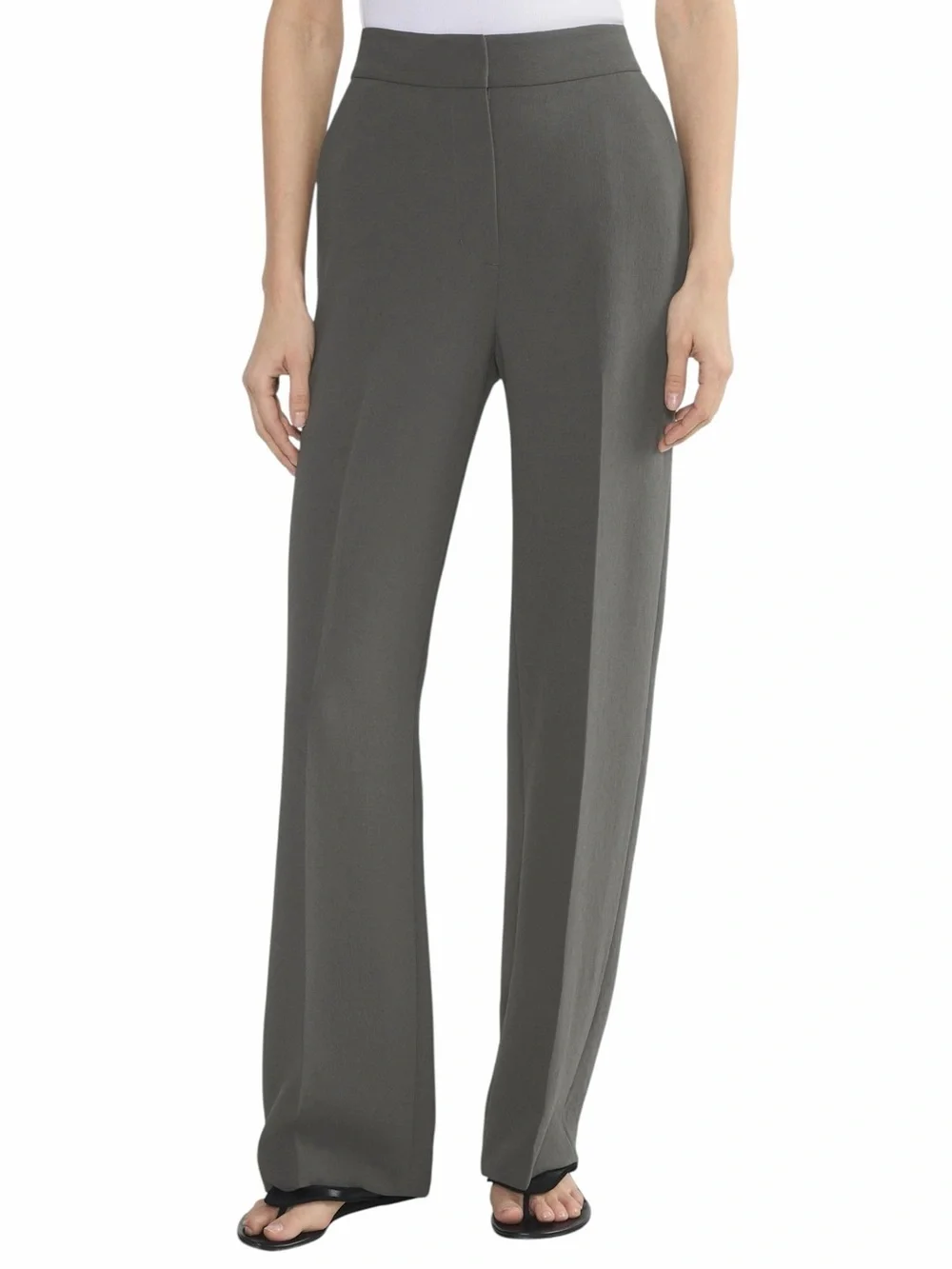 Aritzia The Limitless High-Rise Wide Leg Pant Coal Grey Crepette Sz 10 NWOT - Picture 1 of 16